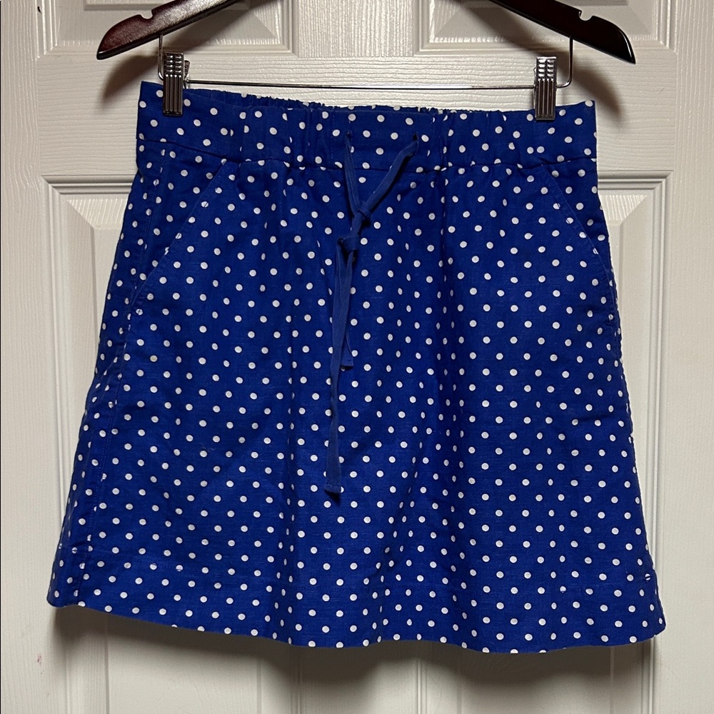 J. Crew Blue and White Polka Dot A-Line Skirt